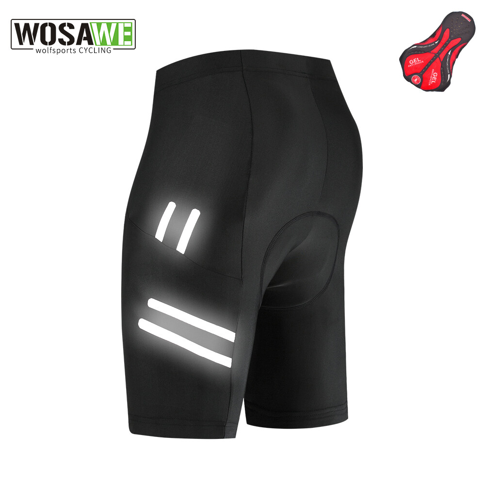 WOSAWE Pantalones cortos de ciclismo para hombre acolchados Negro Cycling Shorts
