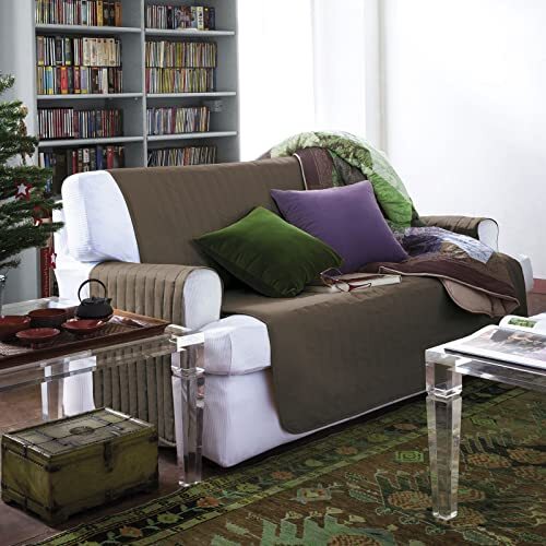 Caleffi Microfibra Copridivano Salvadivano, Microfibra , Moka, 2 Posti, 73436 ,