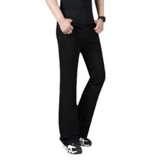 Men Bell Bottom Flared Jeans Trousers Slim Fit Retro 60s 70s Bootcut Denim Pants