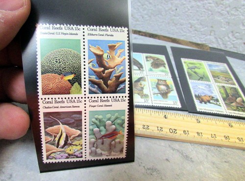 Vintage USA stamp Mint block of 4, Coral Reefs 15c Owls 15c, & Save Habitats 18c - Picture 2 of 4