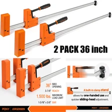 JORGENSEN 2 PACK 36-inch Bar Clamps 90°Cabinet Master Parallel Jaw Bar Clamp Set