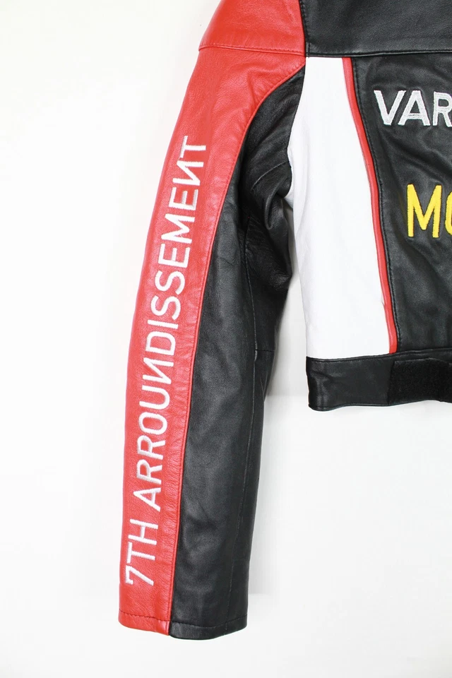 Varenne Moto Jacket Womens XS Cropped Black Red Leather - Image 2 of 4