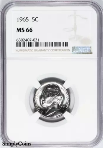 1965 Jefferson Nickel ~ NGC MS66 ~ Business Strike BU Uncirculated 5c MQ
