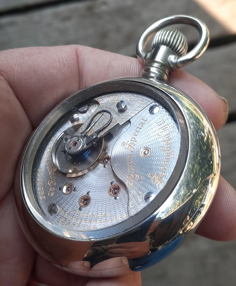 1912 РЕАЛЬНЫЙ H/G 18S ILLINOIS BUNN СПЕЦИАЛЬНЫЙ 23j 9adj дисплей назад мужские карманные часы - Изображение 3 из 4
