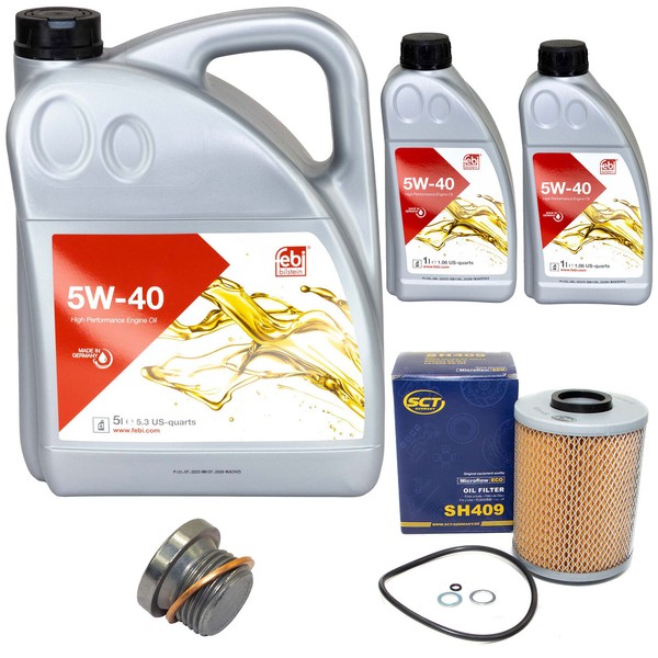 MotoröL Set Febi SAE 5W-40 7 Liter + ÖLfilter + Schraube FüR BMW 3Er M3 3.0 E36-image