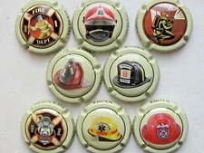 Series 8 champagne capsules Pascal MANCHIN, firefighter helmets