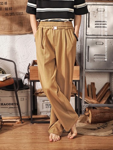 Japanese Retro Elastic Loose Wide Leg Sweatpants Men Sports Straight Casual Pant - Picture 5 of 18