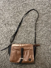Vintage THE SAK Crossbody Purse 2 Tone Brown Leather Shoulder Bag