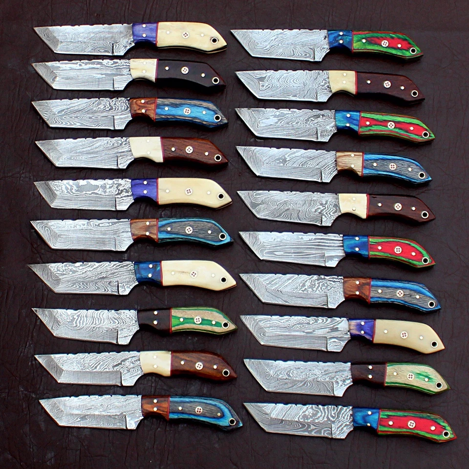 ЛОТ ИЗ 20 ЗАКАЗНЫХ НОЖЕЙ ТАНТО РУЧНОЙ РАБОТЫ ИЗ ДАМАССКОЙ СТАЛИ С НАКЛАДНЫМ МОНТАЖОМ СКИННЕР ОХОТНИЧИЙ - Изображение 3 из 4