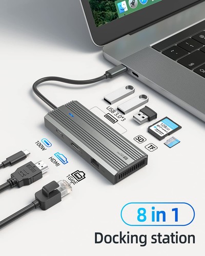 5/6/8/9/10 in 1 Multiport USB C Hub Adapter HDMI 4K USB 3.0 Micro SD für Macbook - Bild 21 von 44