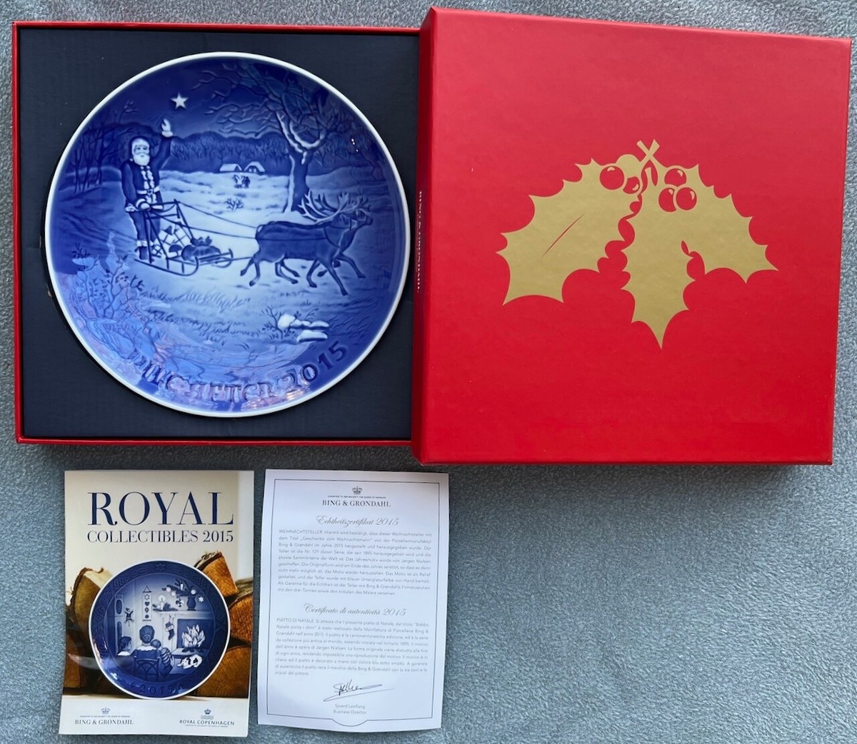 食器 Bing & Grondahl  Collectibles 2015 Bing & Grondahl B&G Christmas Plate 2015 Santa's Presents Mint in