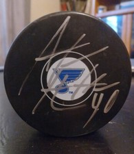 Carter Hutton Autographed 2019 Stanley Cup Champs Team Puck