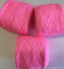 Crystal lace yarn. color-Rosa. Acrylic /Rayon. 900 yards Each.1 lot of 3.