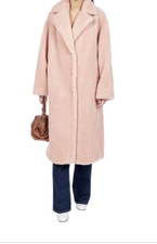 Stand Studio Cocoon Teddy Maria Blush Pink Coat, Size 38
