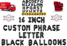 Black Letter, Number Foil Balloons 16"-Create Your Own Phrase/Name/Number/Word