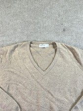 Vintage St. Croix Knit 100% Cashmere Sweater Made in USA Size Large V-Neck Beige