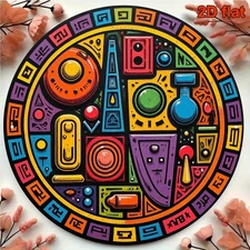 8" Abstract Geometric Aluminum Sign, Modern Colorful Wall Art