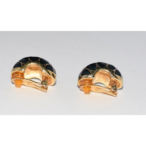 Judith Leiber Limited Edition Designer Green & Gold Enamel Clip Earrings - Picture 5 of 6