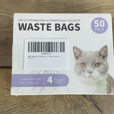 Cat Litter Box Liners 50 Count Unscented Two-Way Large Drawstring New