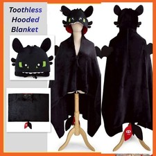 Toothless Black Dragon Hooded Blanket 100x150cm Official Licensed