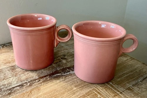 2 Fiestaware Fiesta Mugs Vintage Rose Ring Handle Coffee Cup Mug USA Retired 