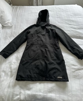 Merrell Damen schwarz knielang warm wasserdicht Kapuze Mantel Jacke Gr. L 12