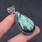 Labradorite Gemstone Handmade 925 Sterling Silver Jewelry Pendant Gift