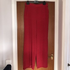 Mango Ladies Red Wide Leg Smart Evening Occasion Valentines Holiday Trousers,12