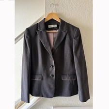 Tahari Women  s Classic Blazer Size 10 Gray Baby Pink Pinstripes Office Career
