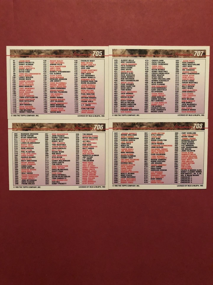 Juego completo Bowman 1993 708 juego de cartas con Derek Jeter Foto 4 de 4