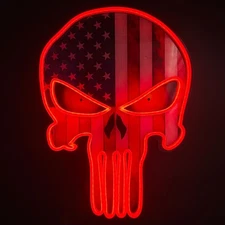 American Flag Skull Neon Sign – LED Wall Light for Game Room, Bar, Man Cave, ...