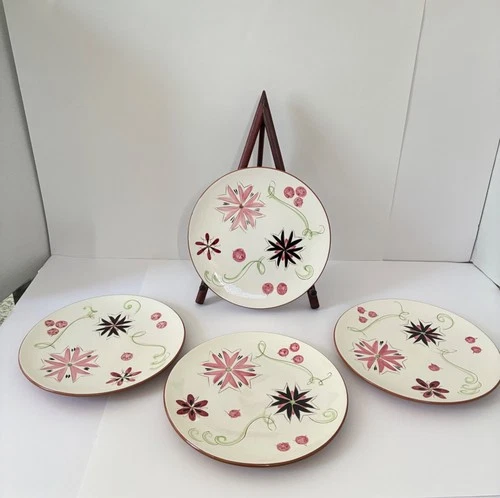 4 Stangl Pottery Carnival Dinner Plates 10" Mid Century Modern