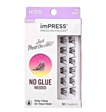 4 X KISS imPRESS Falsies Press On Self Adhesive Eyelashes, Edgy Wispy New Sealed