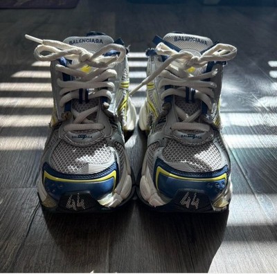 Balenciaga Runner Men's Colorblock Sneakers White Blue Yellow Gray Lace Up