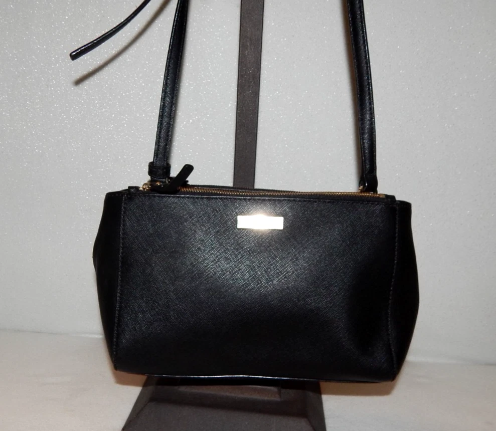 Borsa a mano Kate Spade WKRU3364 S738 nera tracolla in pelle incrociata