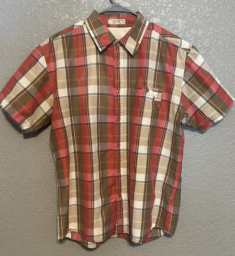 Matix Mens XL Green Red Brown Yellow Plaid Short Sleeve Plaid Shirt