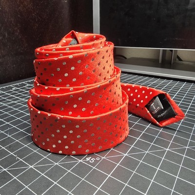 Robert Talbott Mens Red Silver Polka Dot Neck Tie Best of Class Silk USA 3.6x58