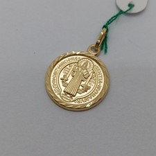 CIONDOLO SACRO MEDAGLIA DI SAN BENEDETTO IN ORO GIALLO 18KT 1,8 GRAMMI (8289)