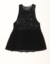 ZARA Womens Trafaluc Sleeveless A-Line Dress UK 14 Medium Black Floral AF10