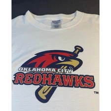 Oklahoma City RedHawks T-Shirt  retro  Jerzees Baseball Logo White Large