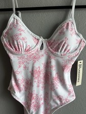 No Boundaries White/Pink Floral Underwired One Piece Bodysuit Opaque XS