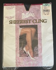Vintage Matisse Sheerest Cling Pantyhose Navy Sandalfoot Size C