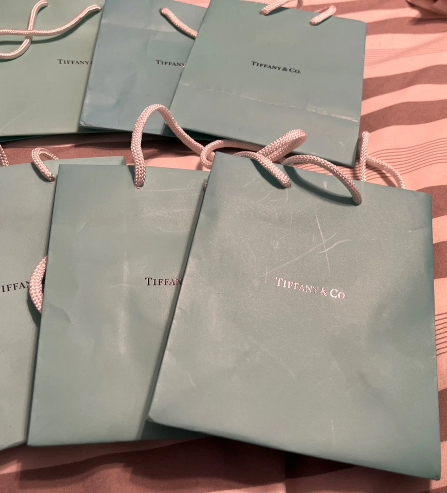 TIFFANY & Co. Packaging 5x6x3” small blue Paper Gift Shopping Bag Lot of 11 - Image 3 of 4