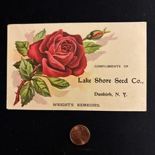 19th C. Trade Card Lake Shore Seed Co. Red Rose