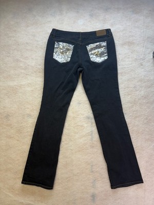 Roca Wear Womens jr size 11 black Y2K embellished bootcut denim jeans