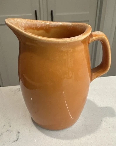 Hull Pottery Ceramic Pitcher In Orange Glaze Vintage USA