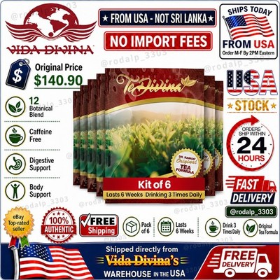 6 Pack TeDivina Herbal Tea Original 12 Herb Caffeine Free 0.3oz - Wellness Drink