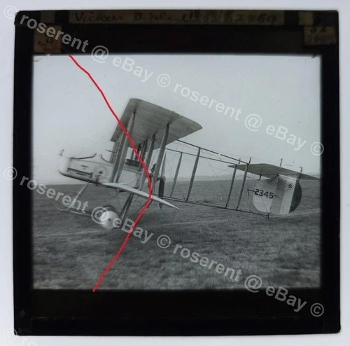 WW1 - RFC Vickers FB.5 Gunbus No 2345 ( Bombay 2 ) - Magic lantern Slide