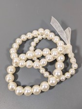 Set of 3 Faux Pearl Stretch Bracelets Ivory Color Bridal Wedding Chic 7 in