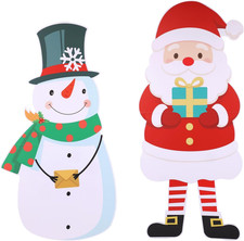 2Pcs Christmas Garden Stakes, 29.5"  23.6" Xmas Yard Signs Santa Claus and Snow
